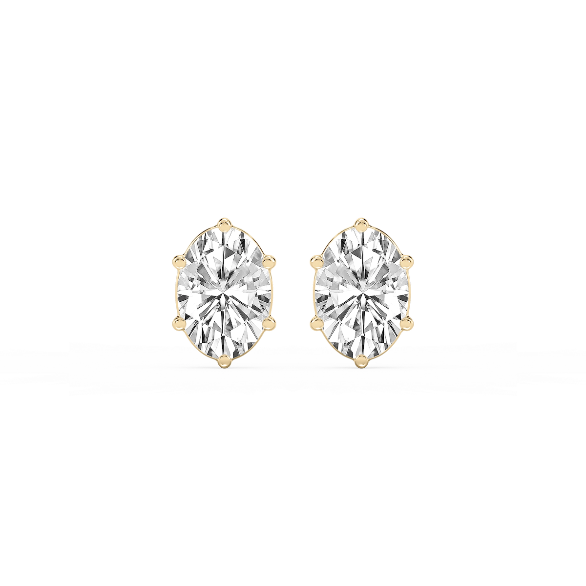 Oval Lab Grown Diamond Six Prong Basket Stud Earrings