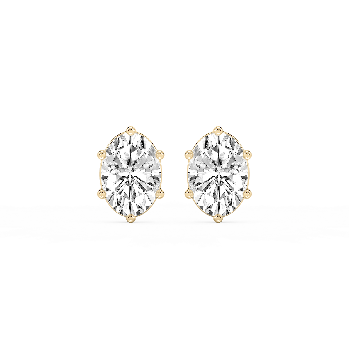 Oval Lab Grown Diamond Six Prong Basket Stud Earrings