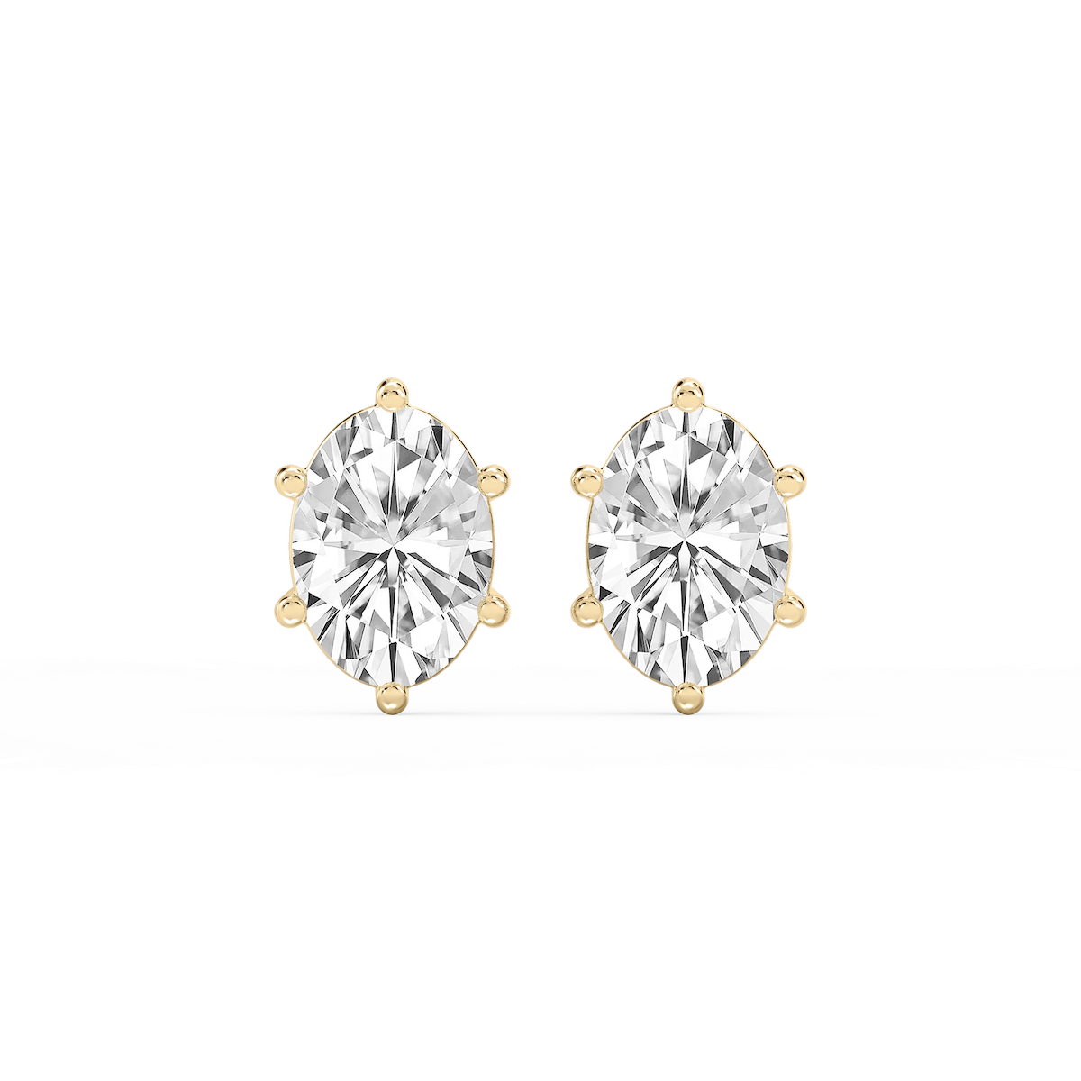 Oval Lab Grown Diamond Six Prong Basket Stud Earrings
