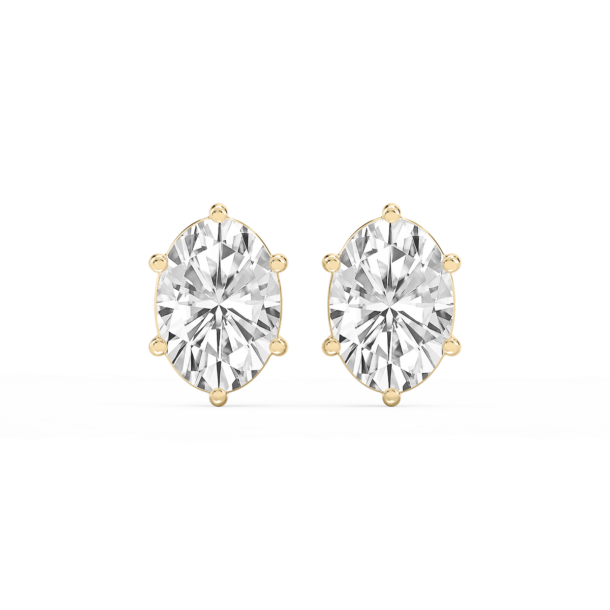 Oval Lab Grown Diamond Six Prong Basket Stud Earrings