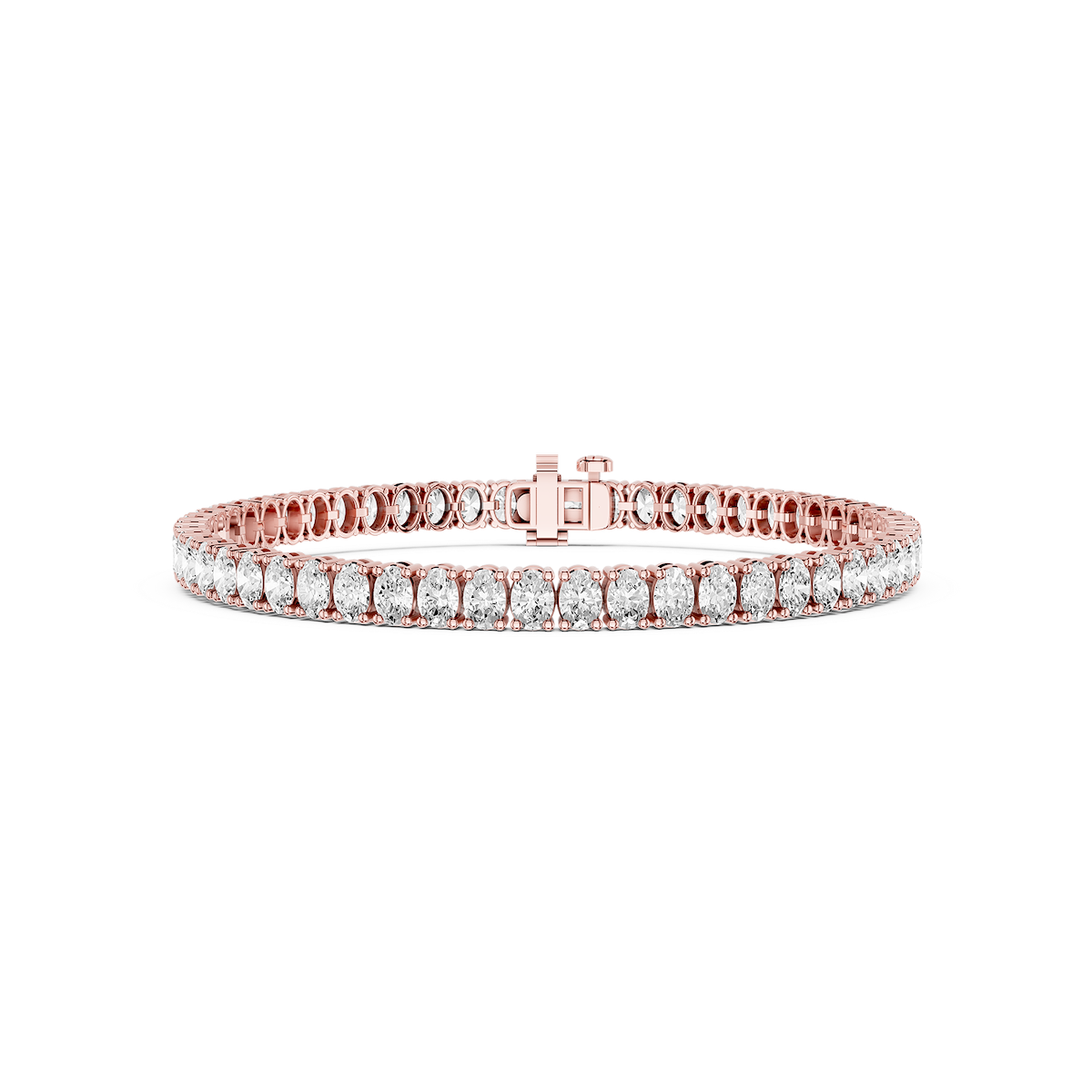 Oval Lab Grown Diamond Four Prong Tennis Bracelet - 7 Inches