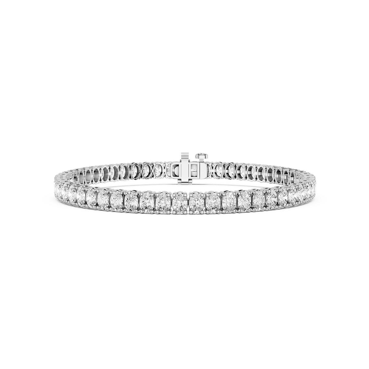 Oval Lab Grown Diamond Four Prong Tennis Bracelet - 7 Inches