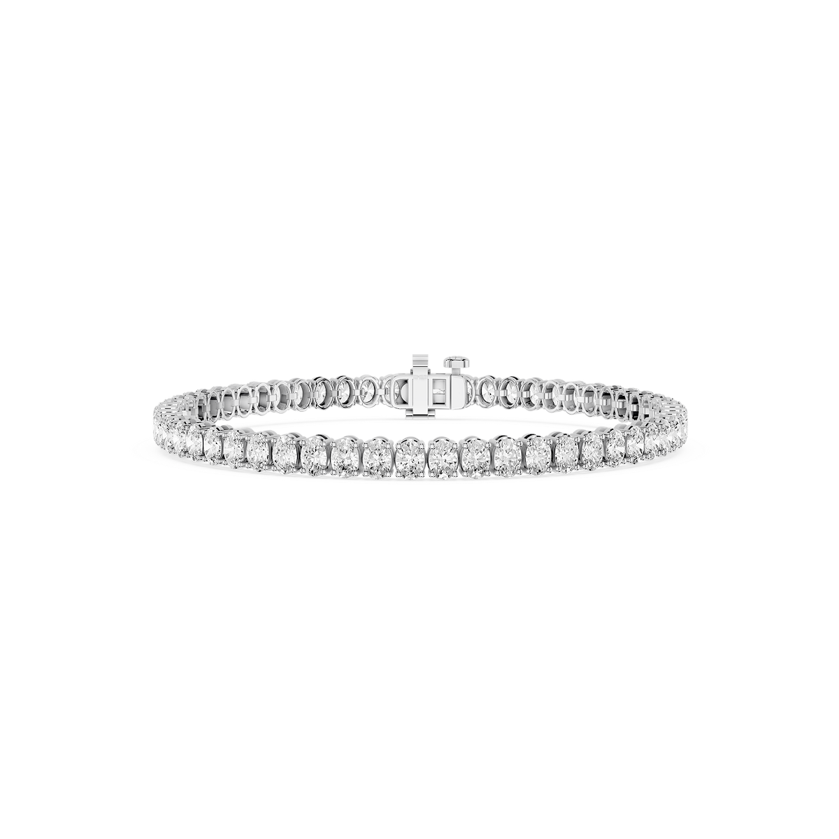 Oval Lab Grown Diamond Four Prong Tennis Bracelet - 7 Inches