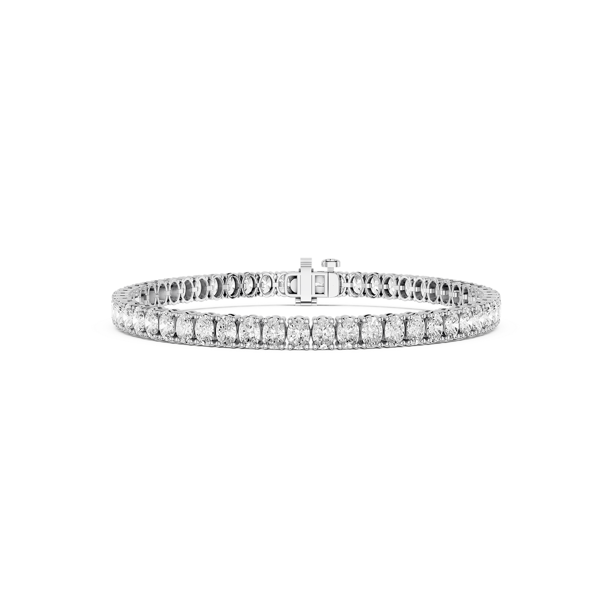Oval Lab Grown Diamond Four Prong Tennis Bracelet - 7 Inches