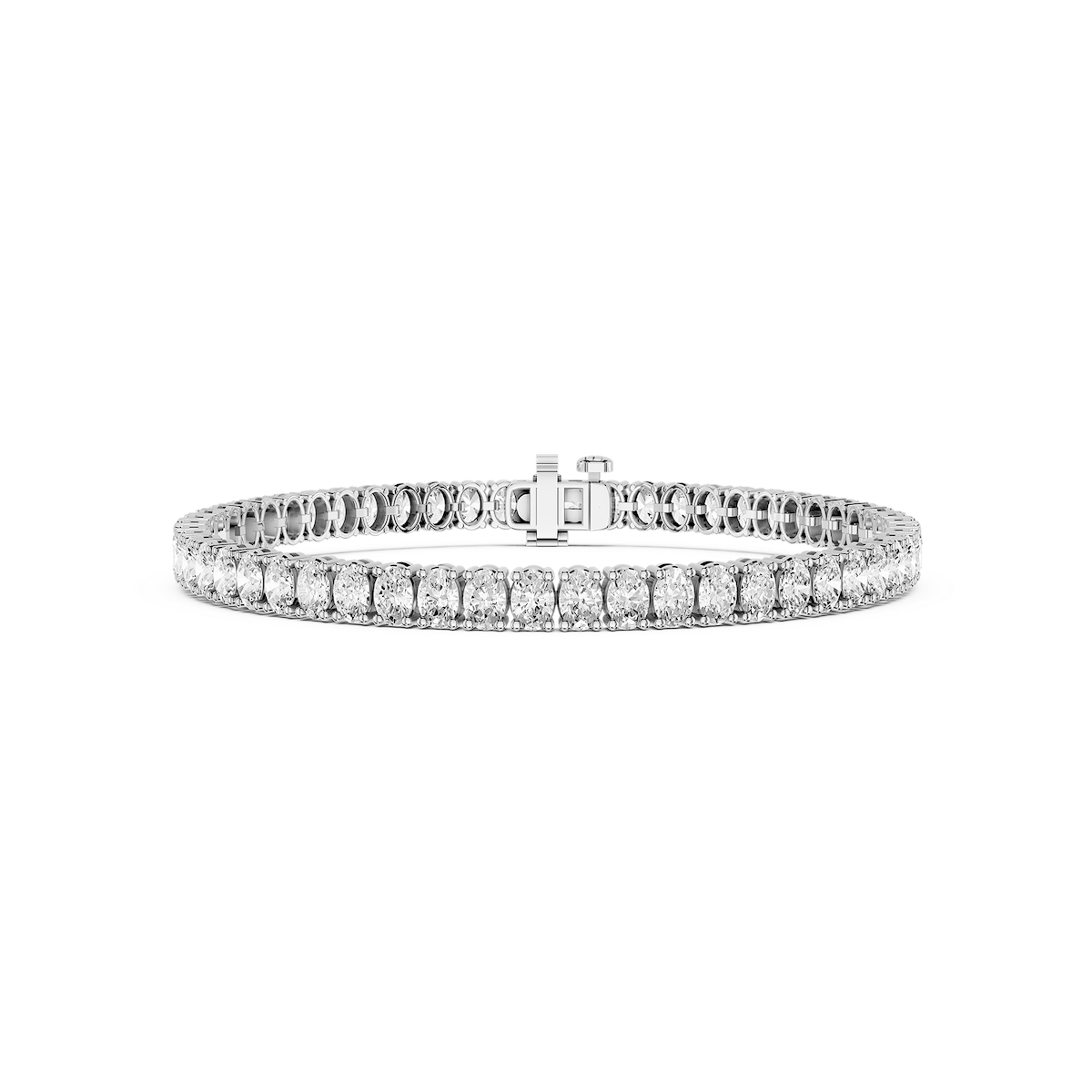 Oval Lab Grown Diamond Four Prong Tennis Bracelet - 7 Inches