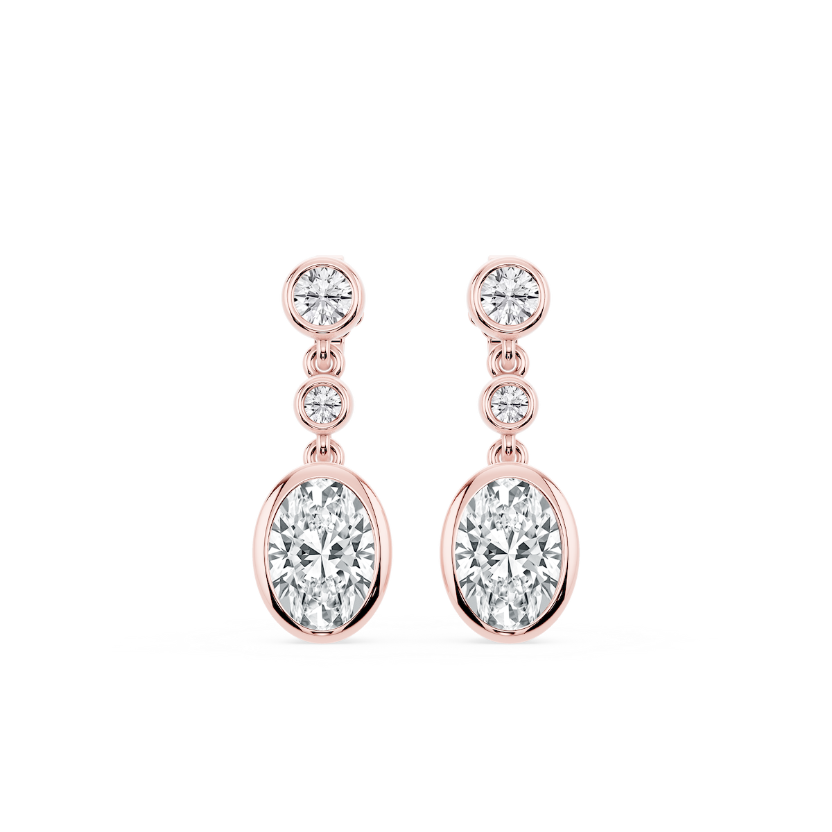 2 ¼ ctw Oval Lab Grown Diamond Three Stone Drop Earrings