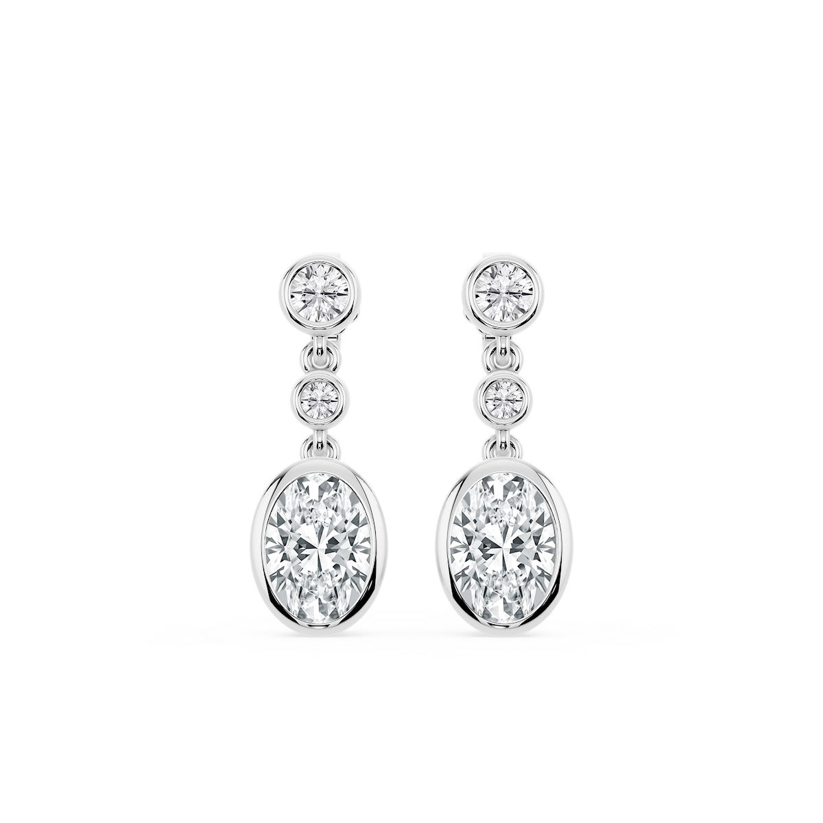 2 ¼ ctw Oval Lab Grown Diamond Three Stone Drop Earrings