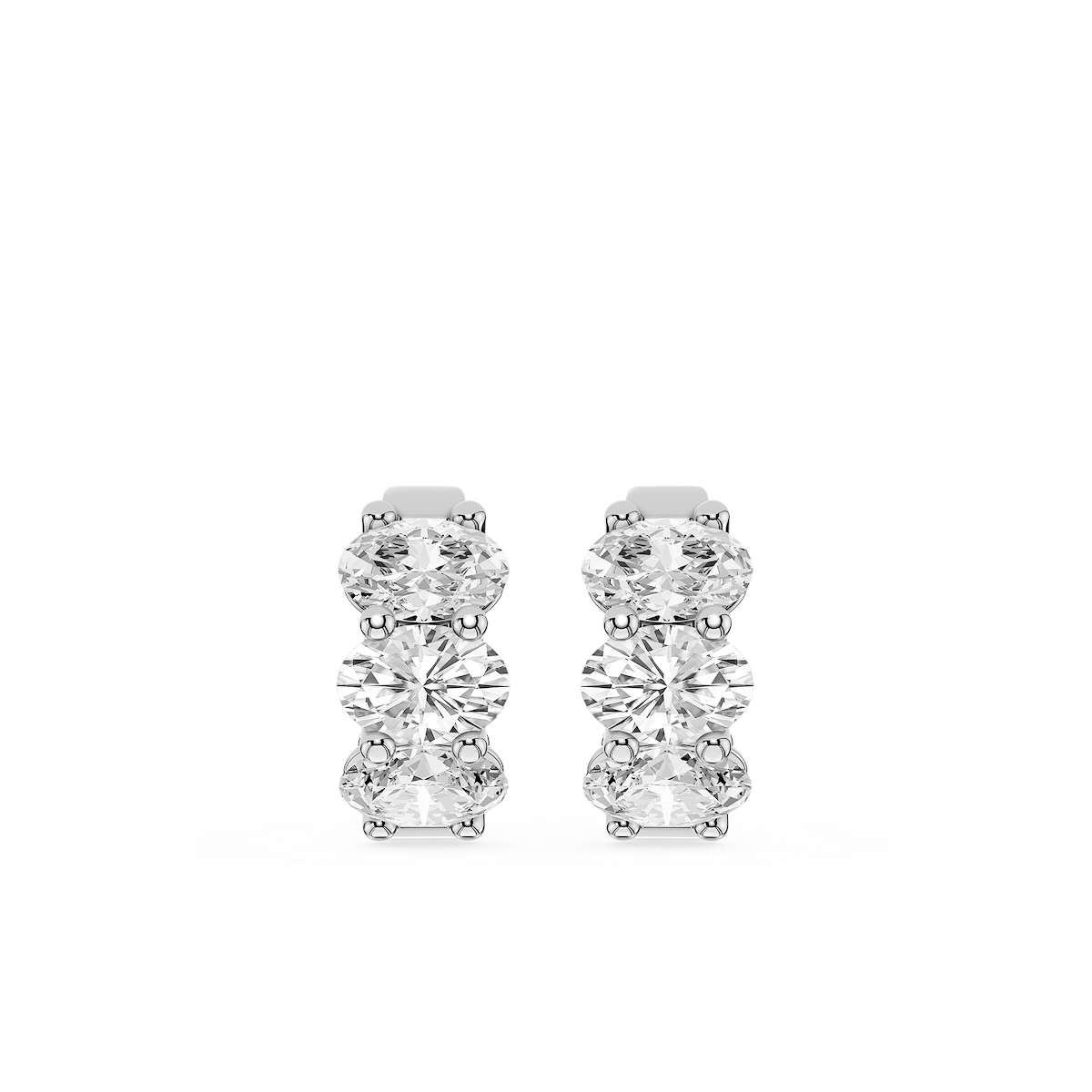 Oval Lab Grown Diamond Three Stone Hoop Earrings