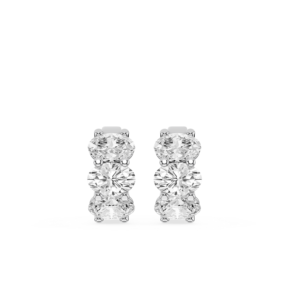 Oval Lab Grown Diamond Three Stone Hoop Earrings