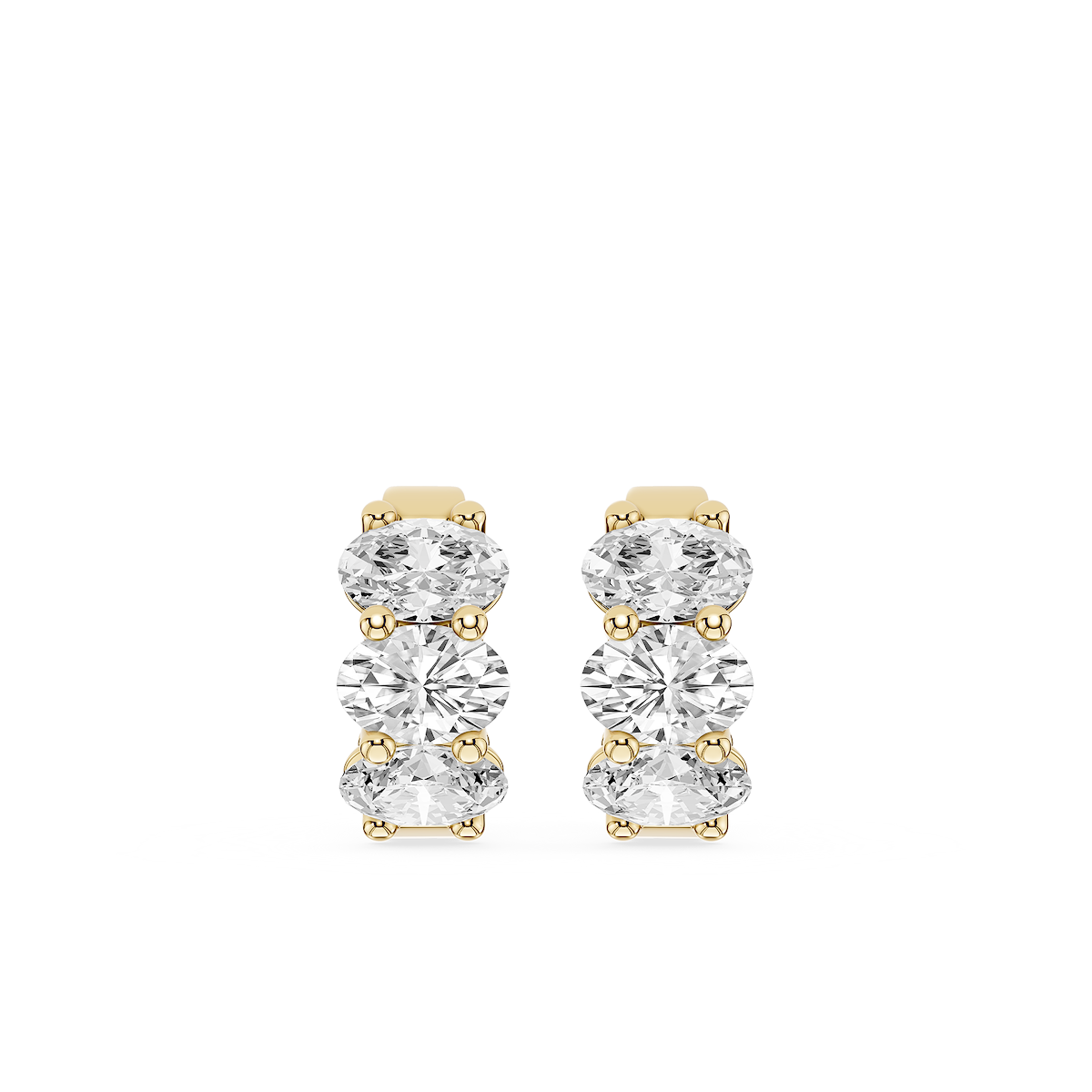 Oval Lab Grown Diamond Three Stone Hoop Earrings
