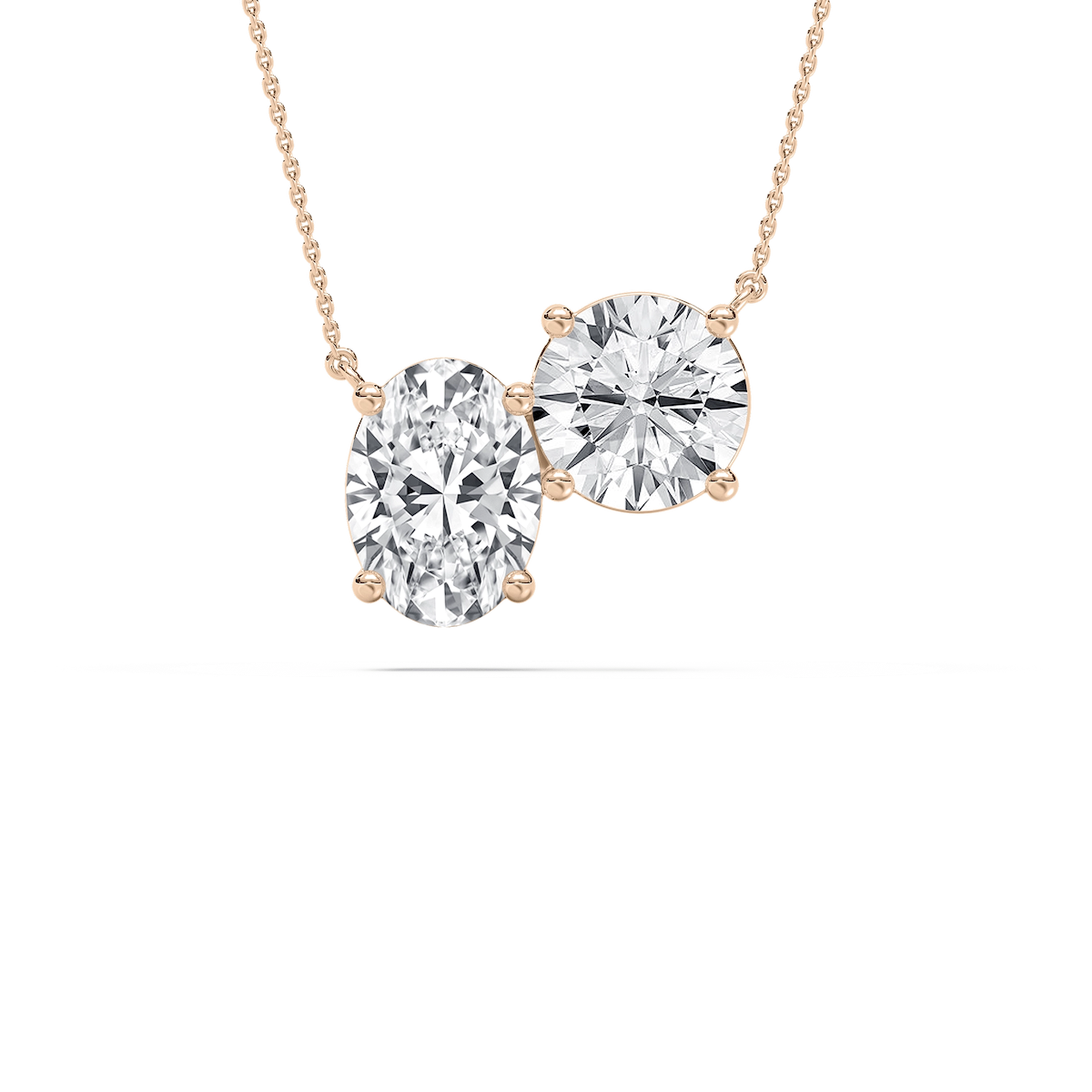 2 ctw Oval and Round Lab Grown Diamond Offset Two Stone Pendant - 18 Inches
