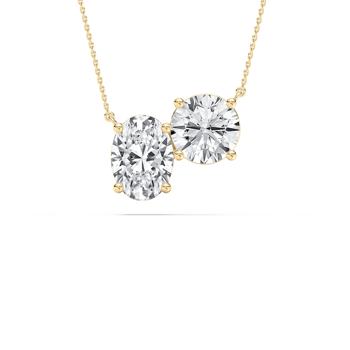 2 ctw Oval and Round Lab Grown Diamond Offset Two Stone Pendant - 18 Inches