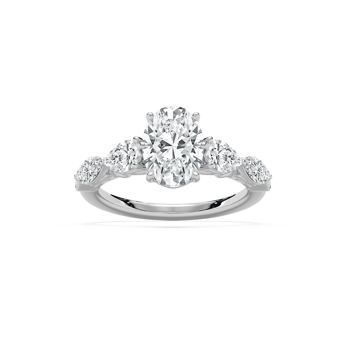 Dana 3 ctw Oval Lab Grown Diamond Scroll Side Stone Engagement Ring