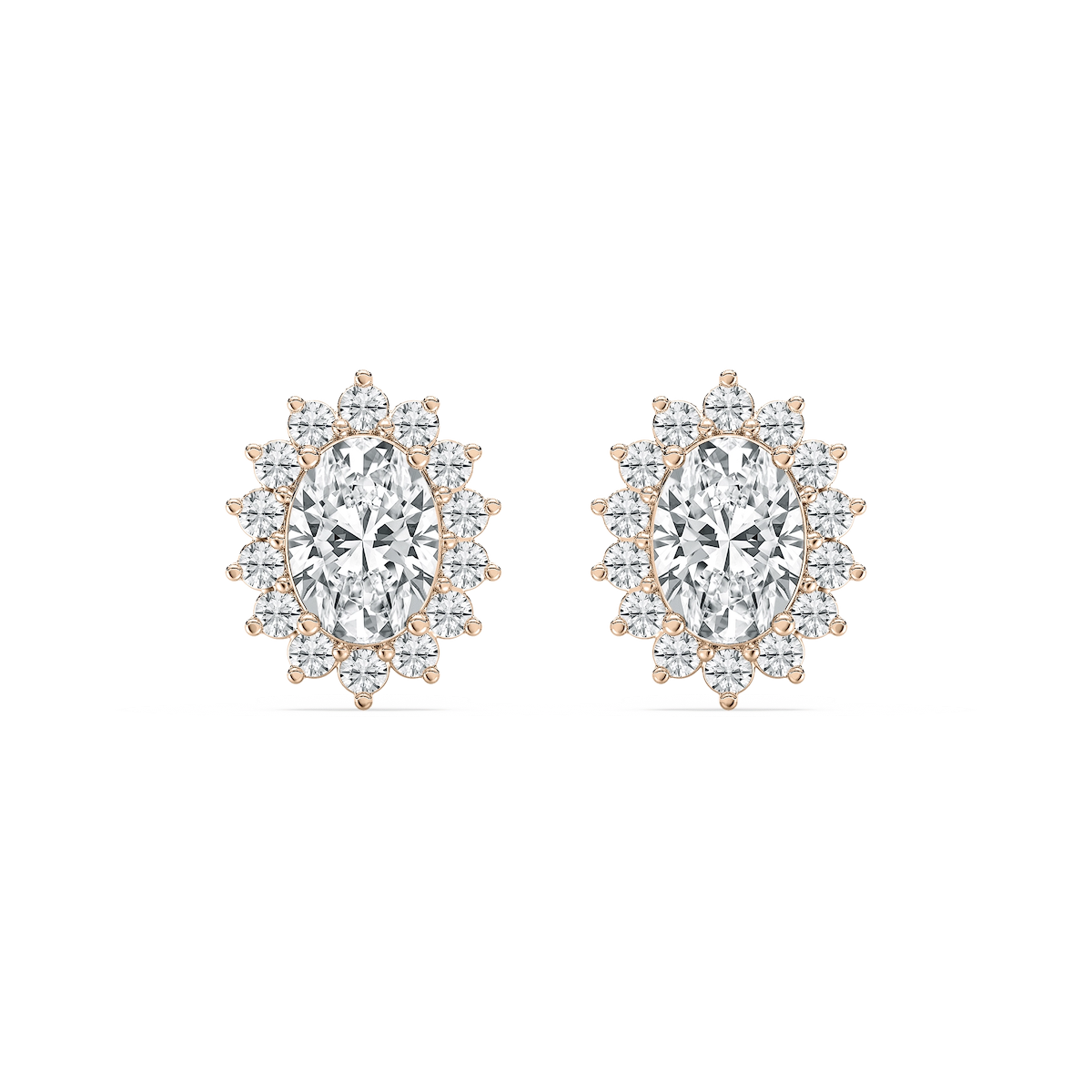 1 ³⁄₈ ctw Oval and Round Lab Grown Diamond Halo Stud Earrings