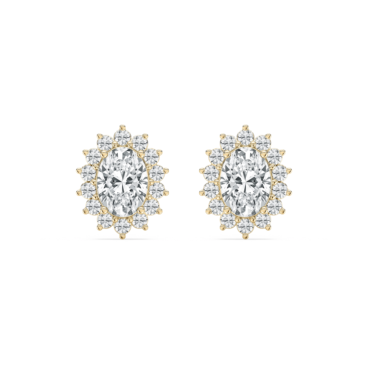 1 ³⁄₈ ctw Oval and Round Lab Grown Diamond Halo Stud Earrings