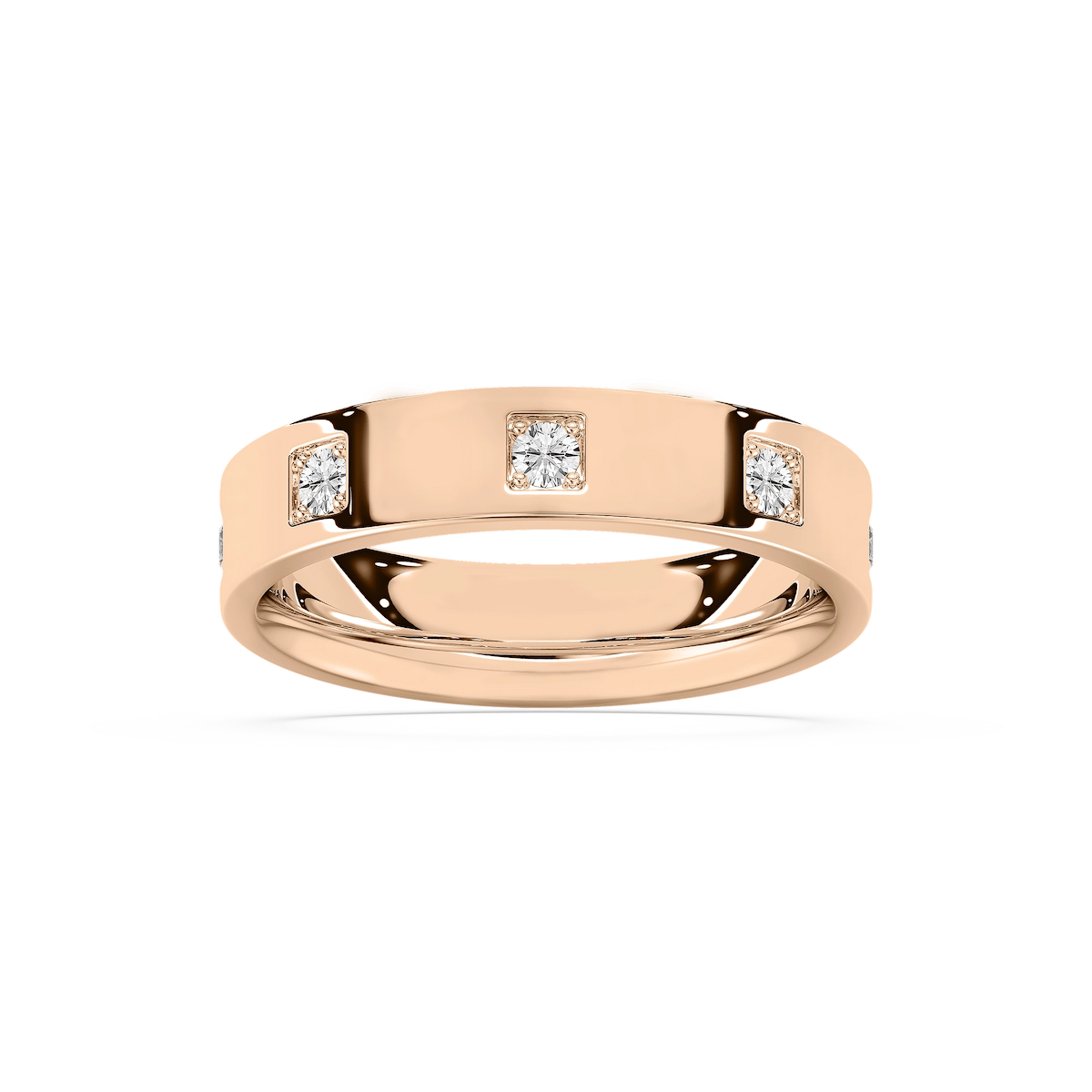 Owen 3/4 ctw Round Lab Grown Diamond Station Flat Wedding Band