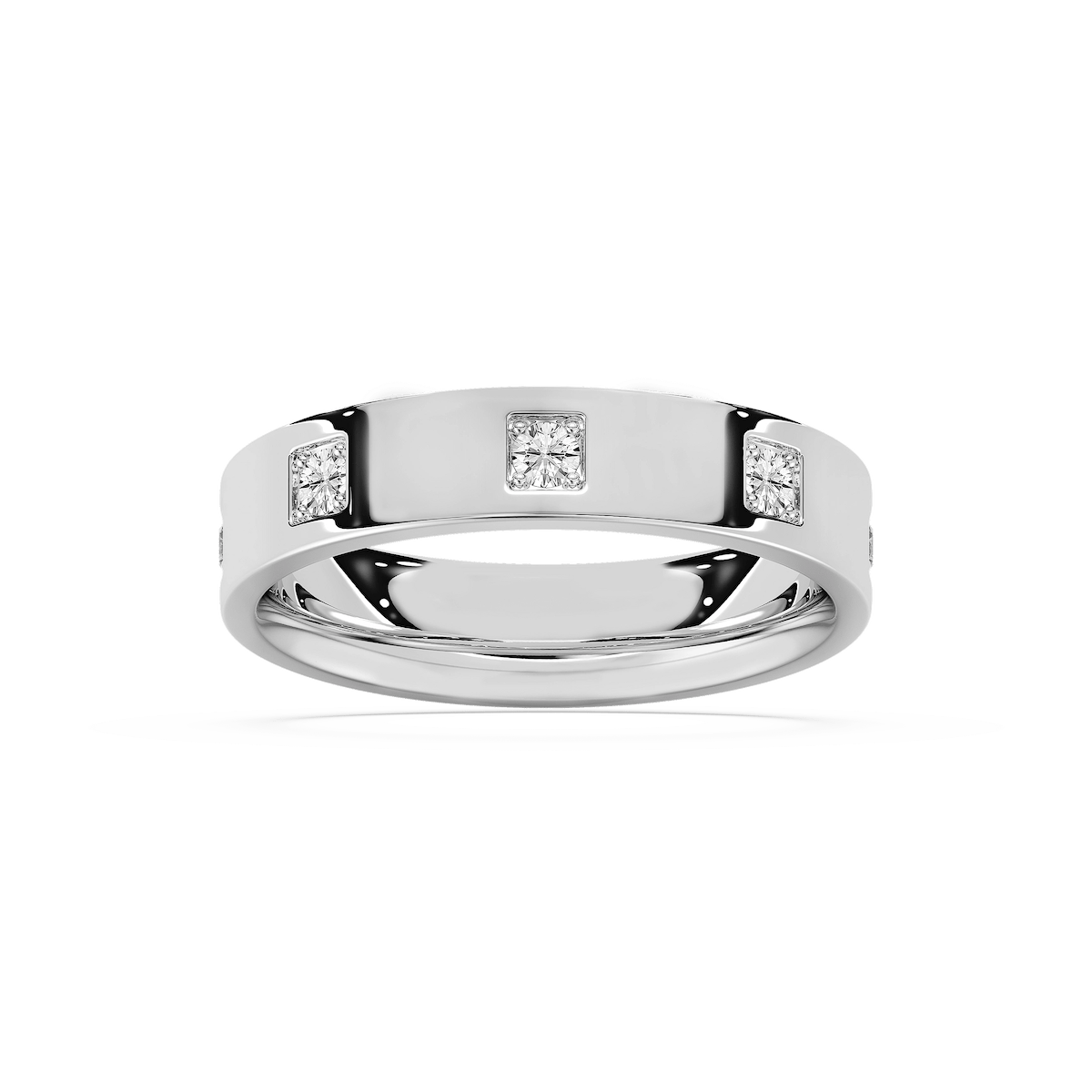 Owen 3/4 ctw Round Lab Grown Diamond Station Flat Wedding Band