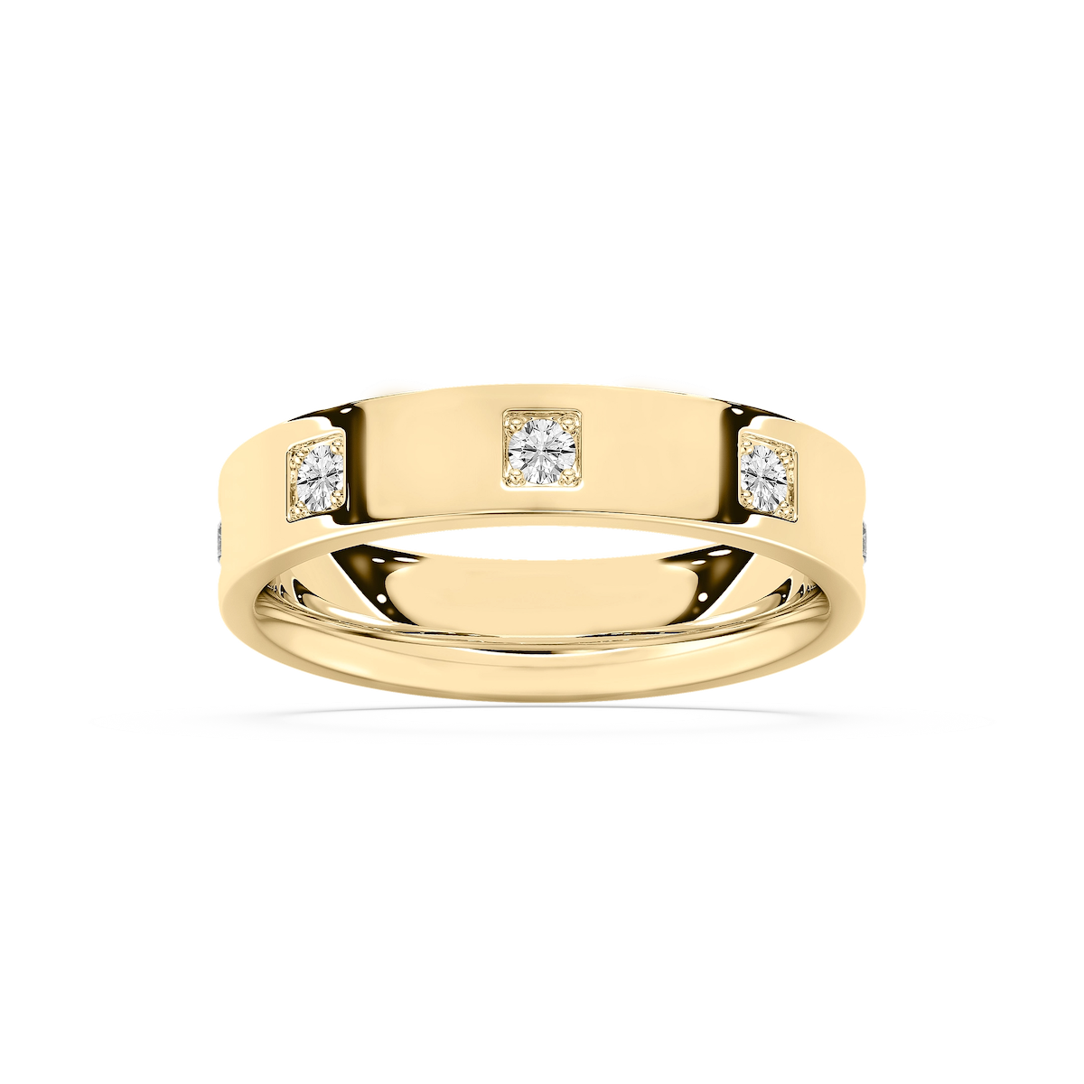 Owen 3/4 ctw Round Lab Grown Diamond Station Flat Wedding Band
