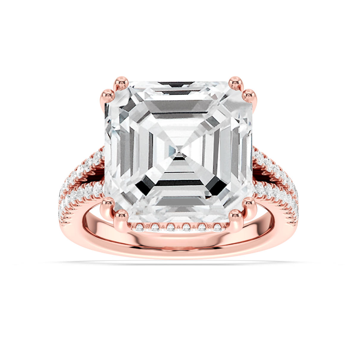 Paisley 15 ctw Asscher Lab Grown Diamond Split Shank Hidden Halo Engagement Ring - Signature Collection