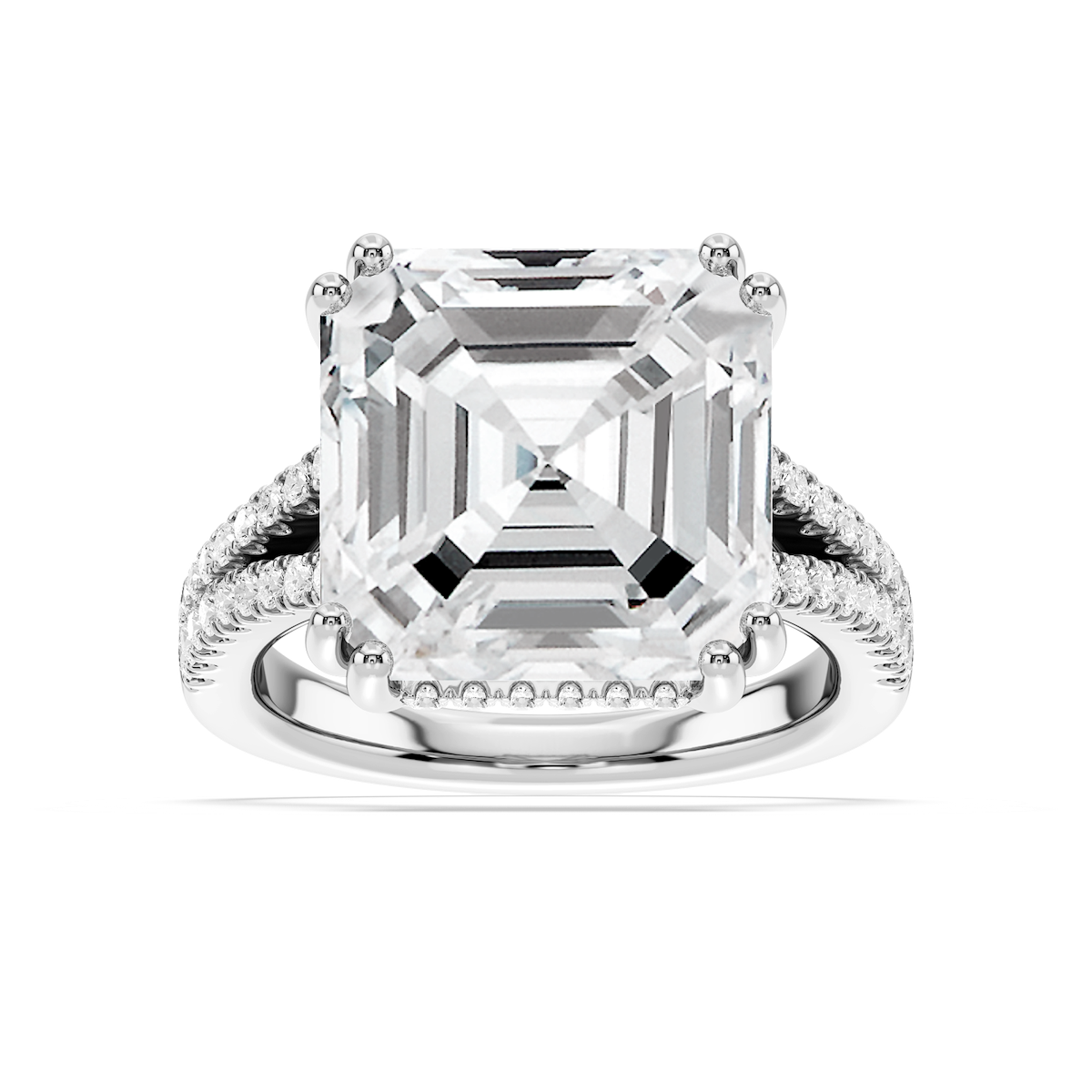 Paisley 15 ctw Asscher Lab Grown Diamond Split Shank Hidden Halo Engagement Ring - Signature Collection