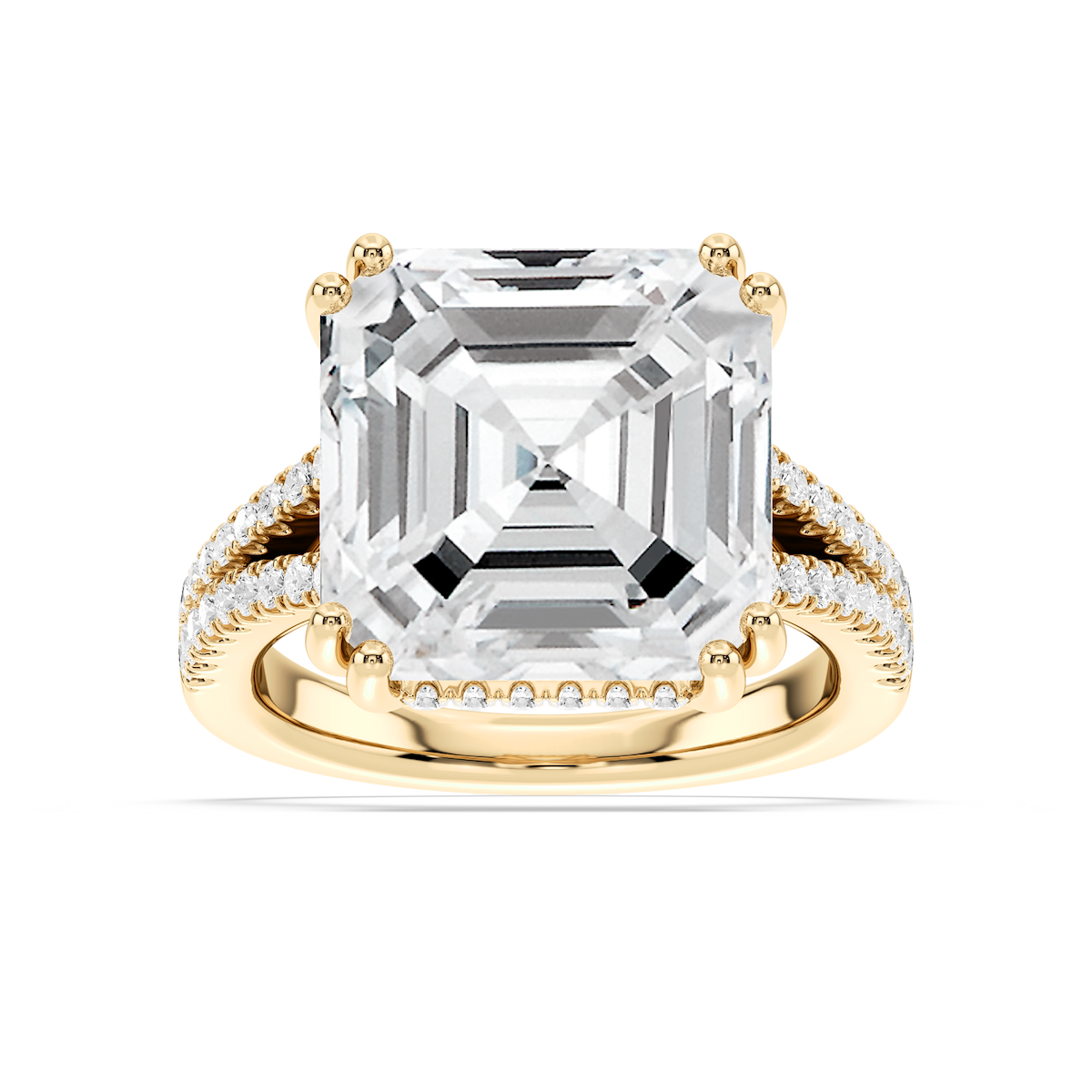 Paisley 15 ctw Asscher Lab Grown Diamond Split Shank Hidden Halo Engagement Ring - Signature Collection