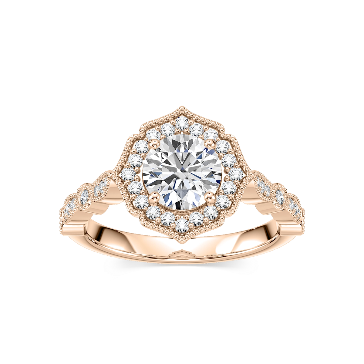 Paris Lab Grown Diamond Vintage Milgrain Halo Engagement Ring