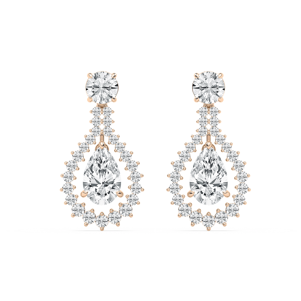7 ⅛ ctw Pear and Round Lab Grown Diamond Drop Earrings