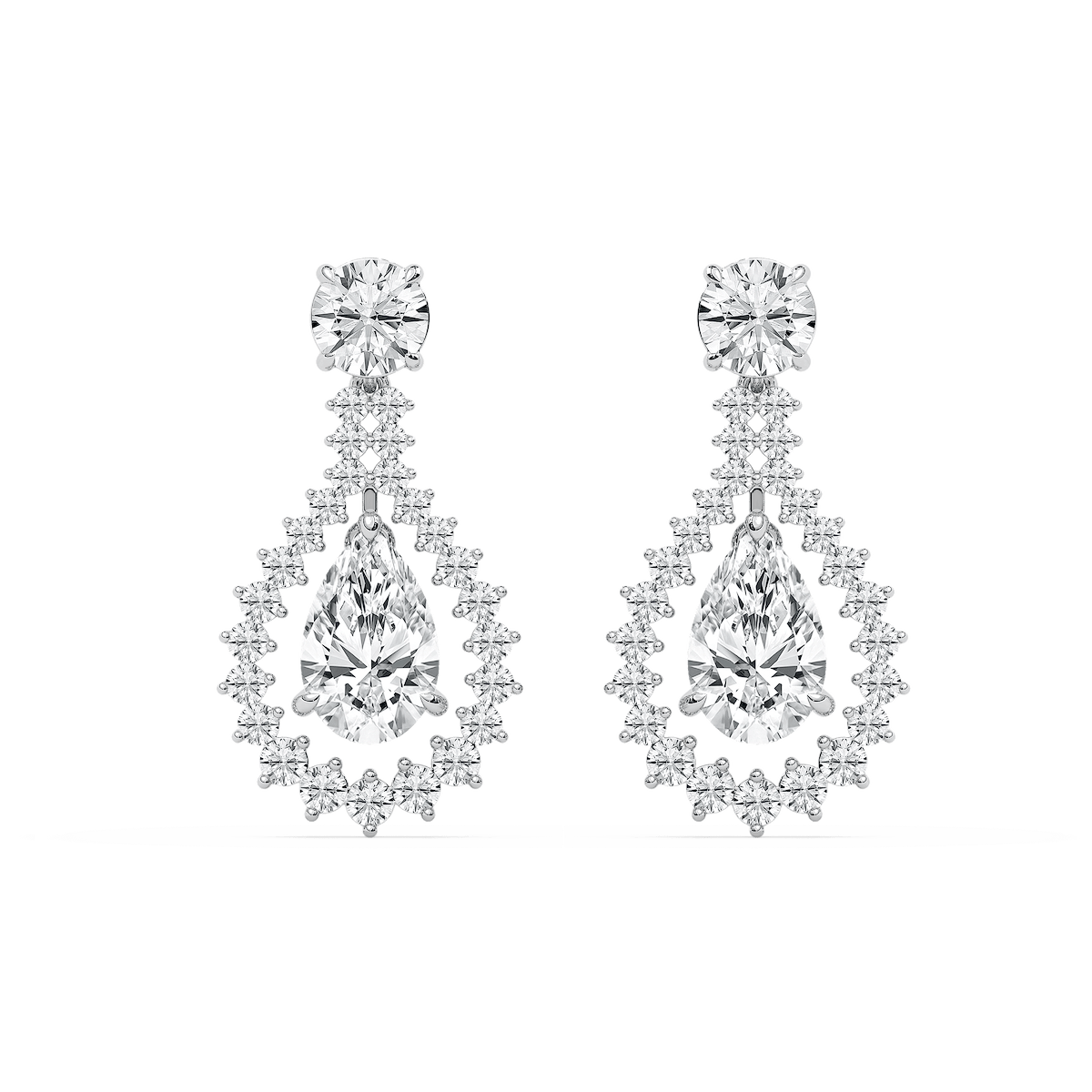 7 ⅛ ctw Pear and Round Lab Grown Diamond Drop Earrings