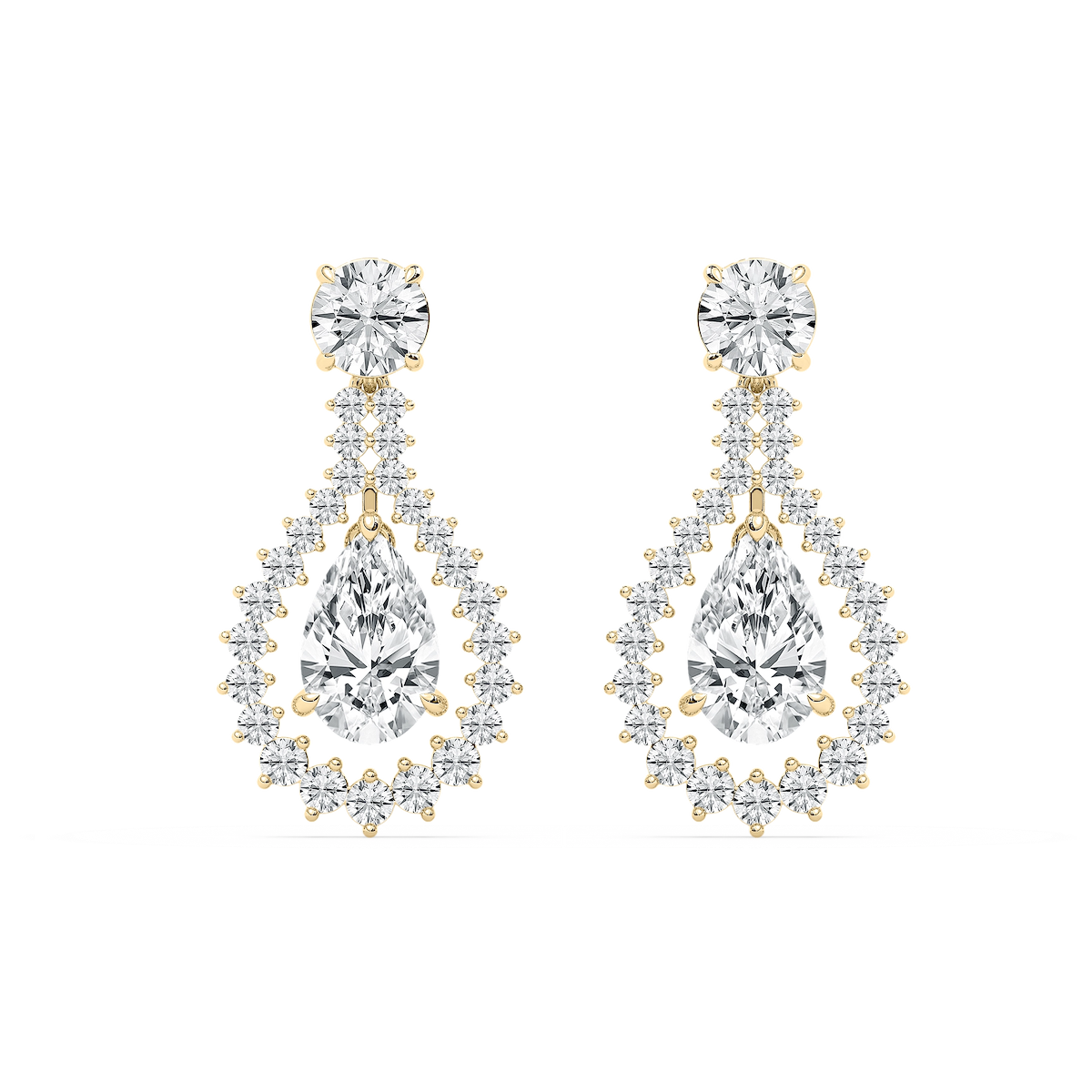 7 ⅛ ctw Pear and Round Lab Grown Diamond Drop Earrings