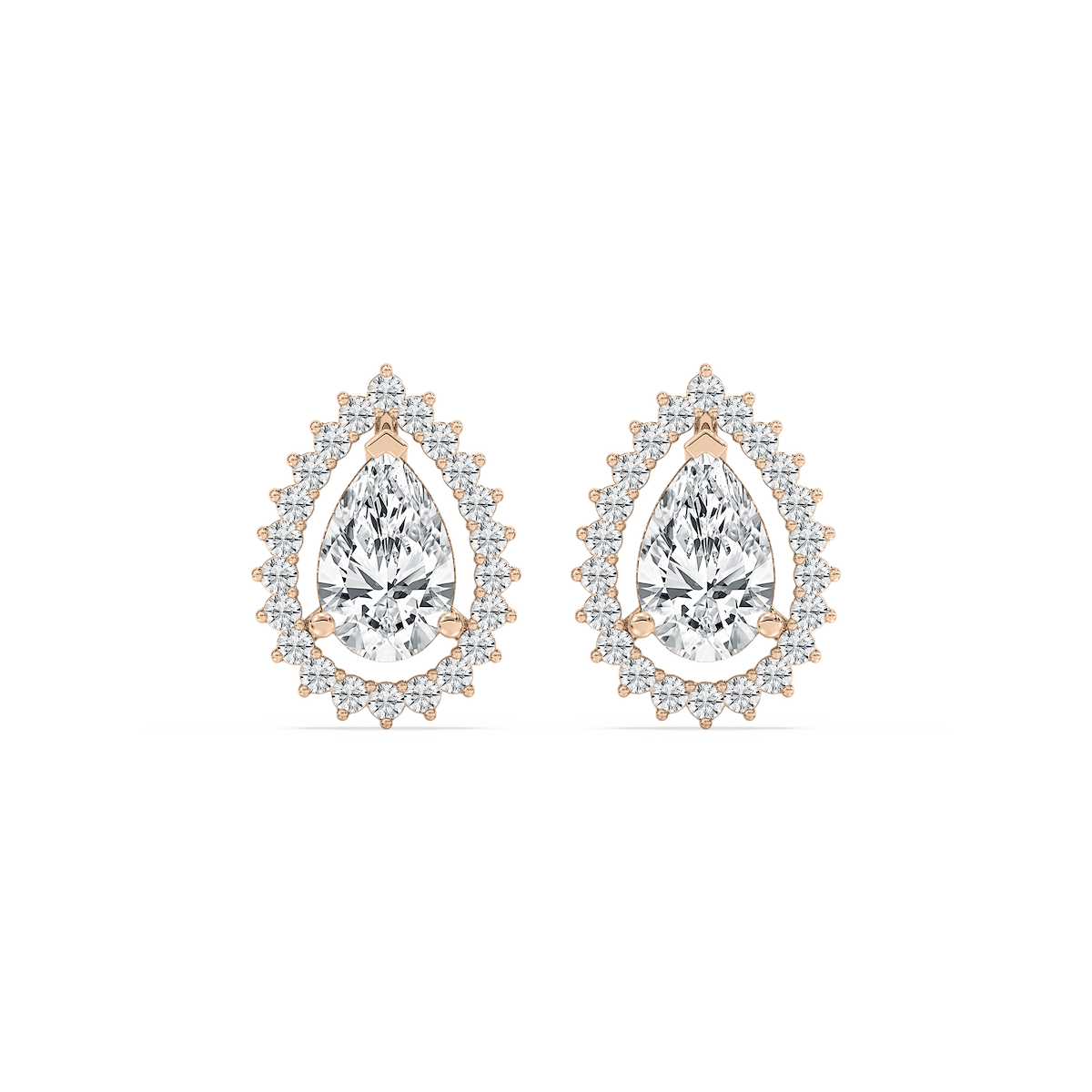2 ½ ctw Pear and Round Lab Grown Diamond Halo Stud Earrings
