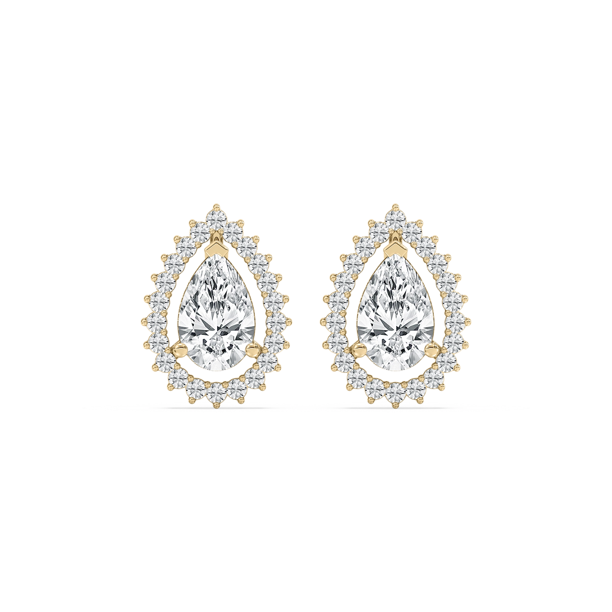 2 ½ ctw Pear and Round Lab Grown Diamond Halo Stud Earrings