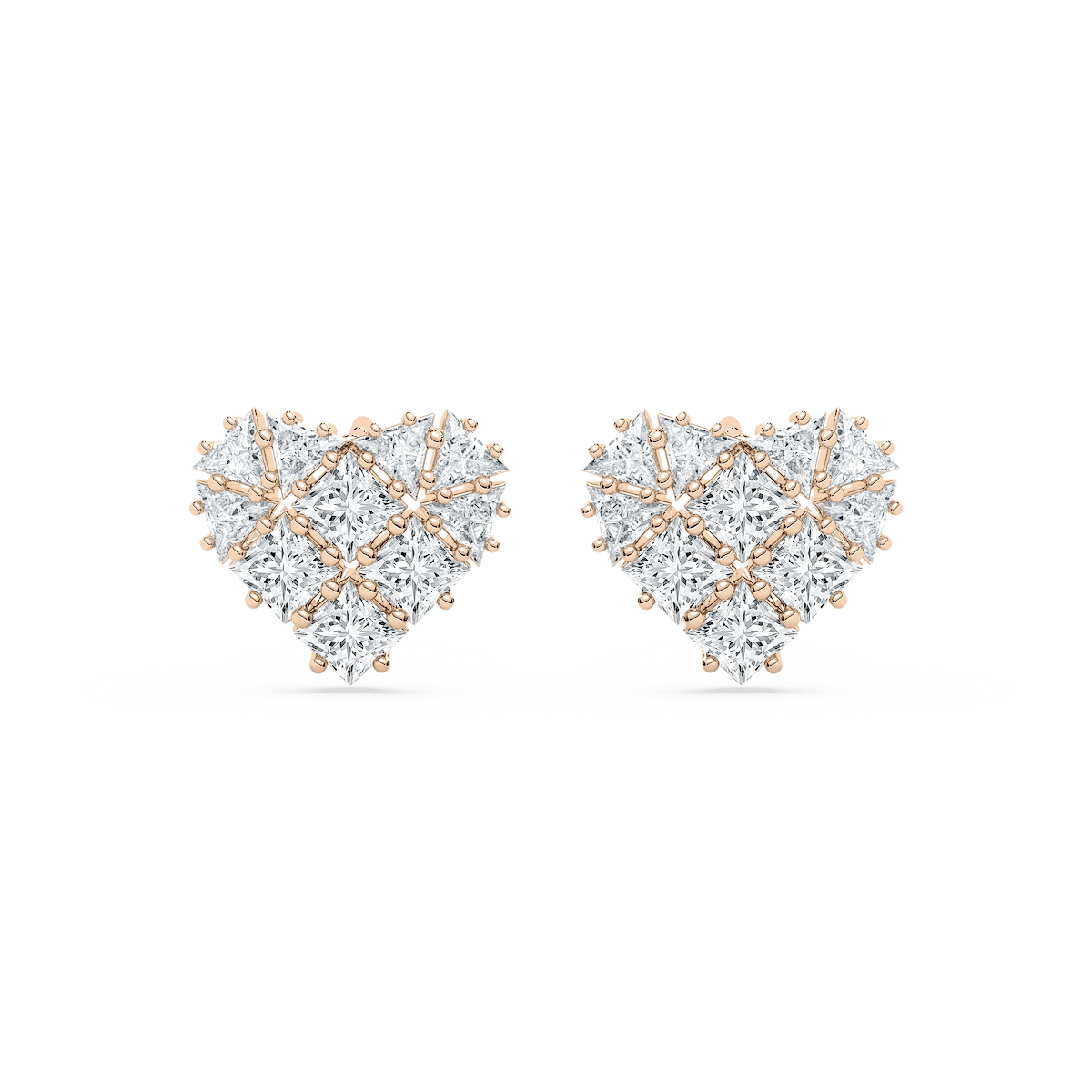 3 ¹/₅ ctw Princess & Trillion Lab Grown Diamond Pavé Heart Stud Earrings
