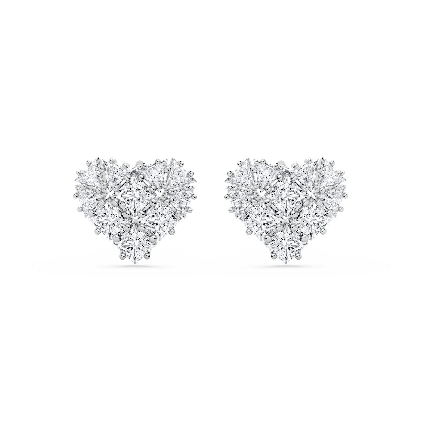 3 ¹/₅ ctw Princess & Trillion Lab Grown Diamond Pavé Heart Stud Earrings