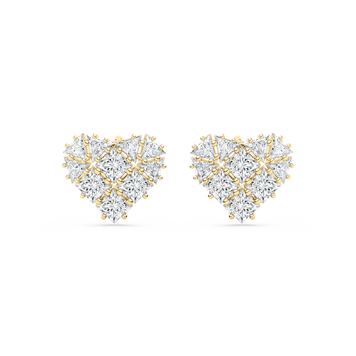 3 ¹/₅ ctw Princess & Trillion Lab Grown Diamond Pavé Heart Stud Earrings