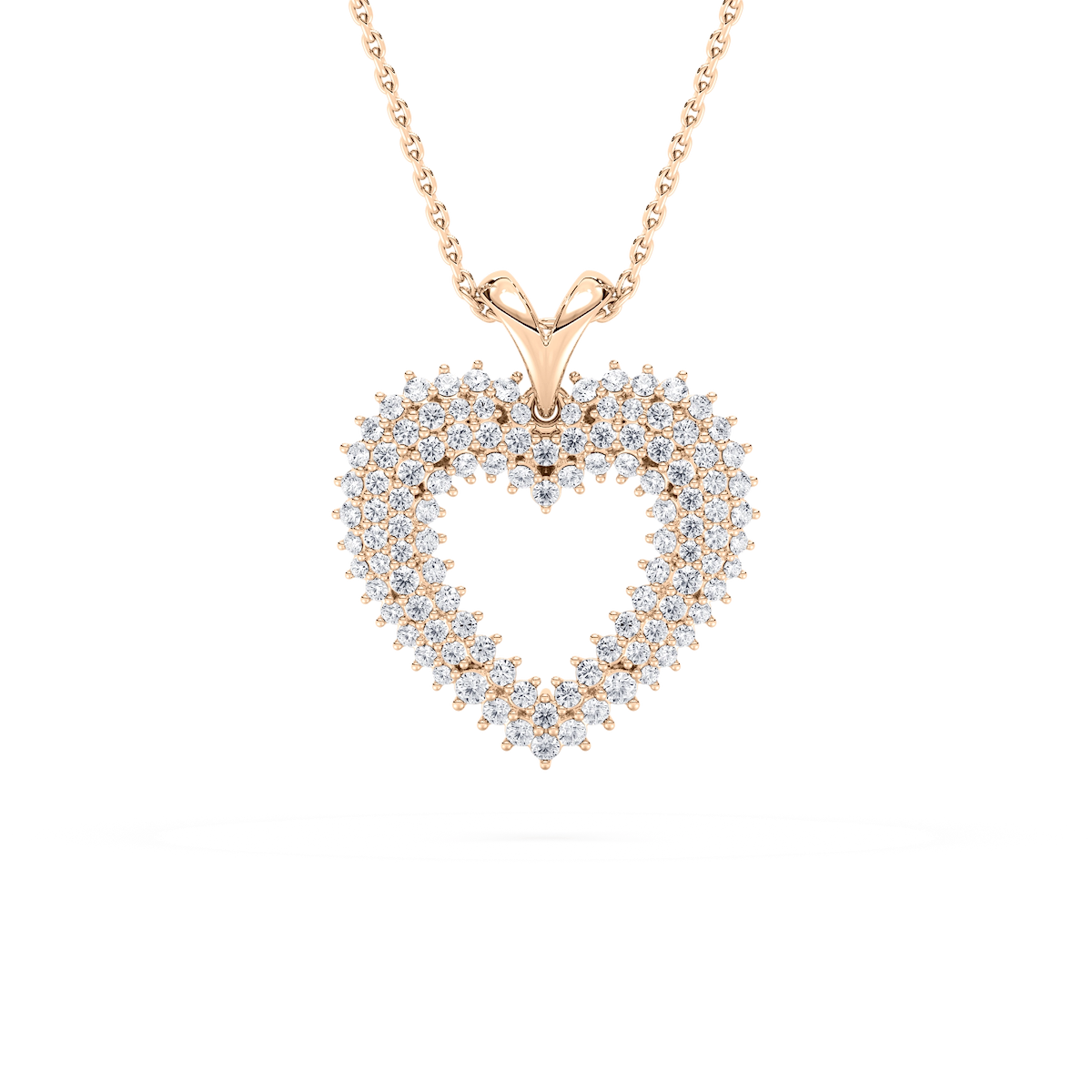 5/8 ctw Round Lab Grown Diamond Pave Heart Pendant - 18 Inches