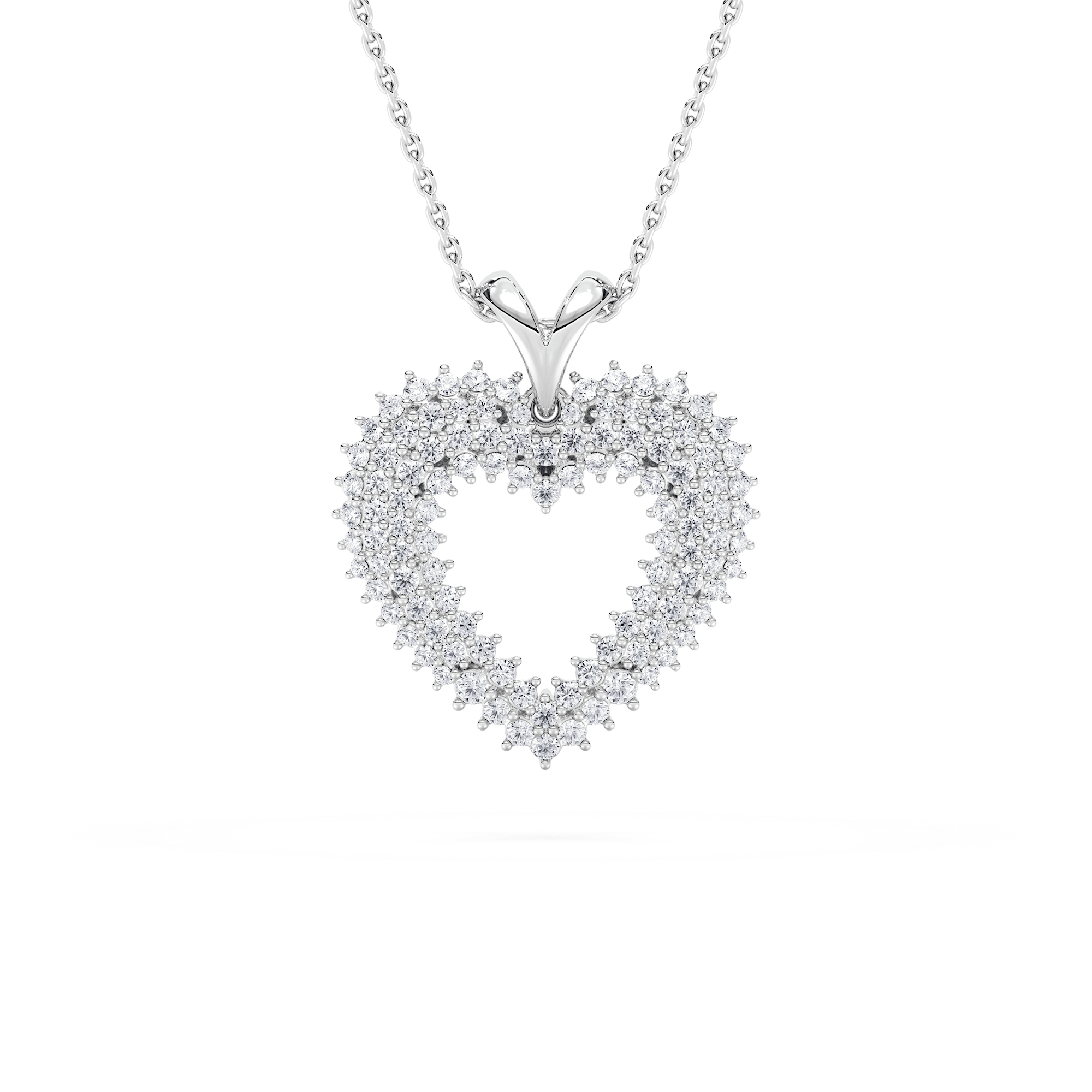 5/8 ctw Round Lab Grown Diamond Pave Heart Pendant - 18 Inches