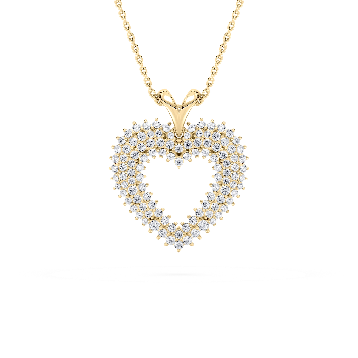 5/8 ctw Round Lab Grown Diamond Pave Heart Pendant - 18 Inches