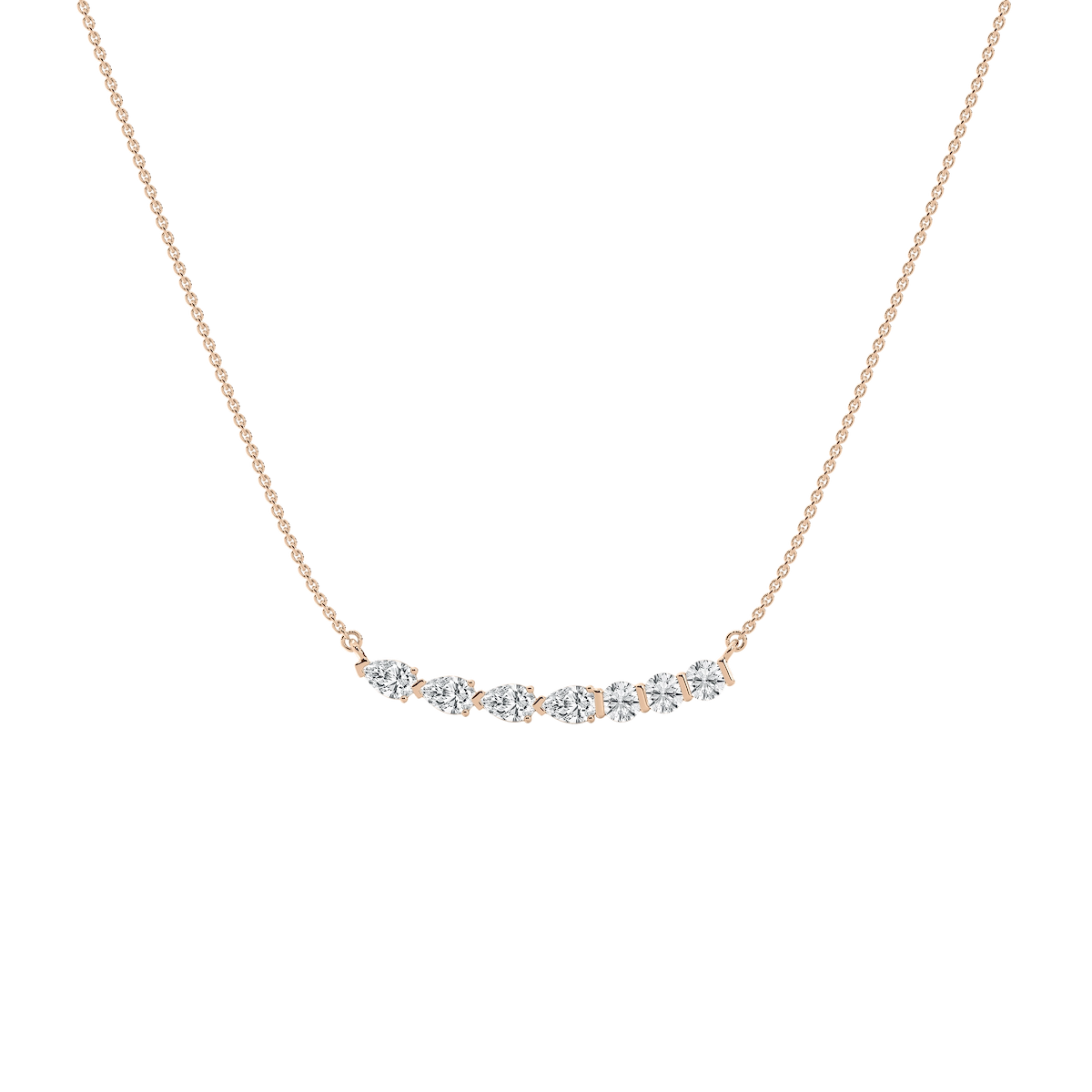 1 ctw Pear and Round Lab Grown Diamond Bar Necklace - 18 Inches
