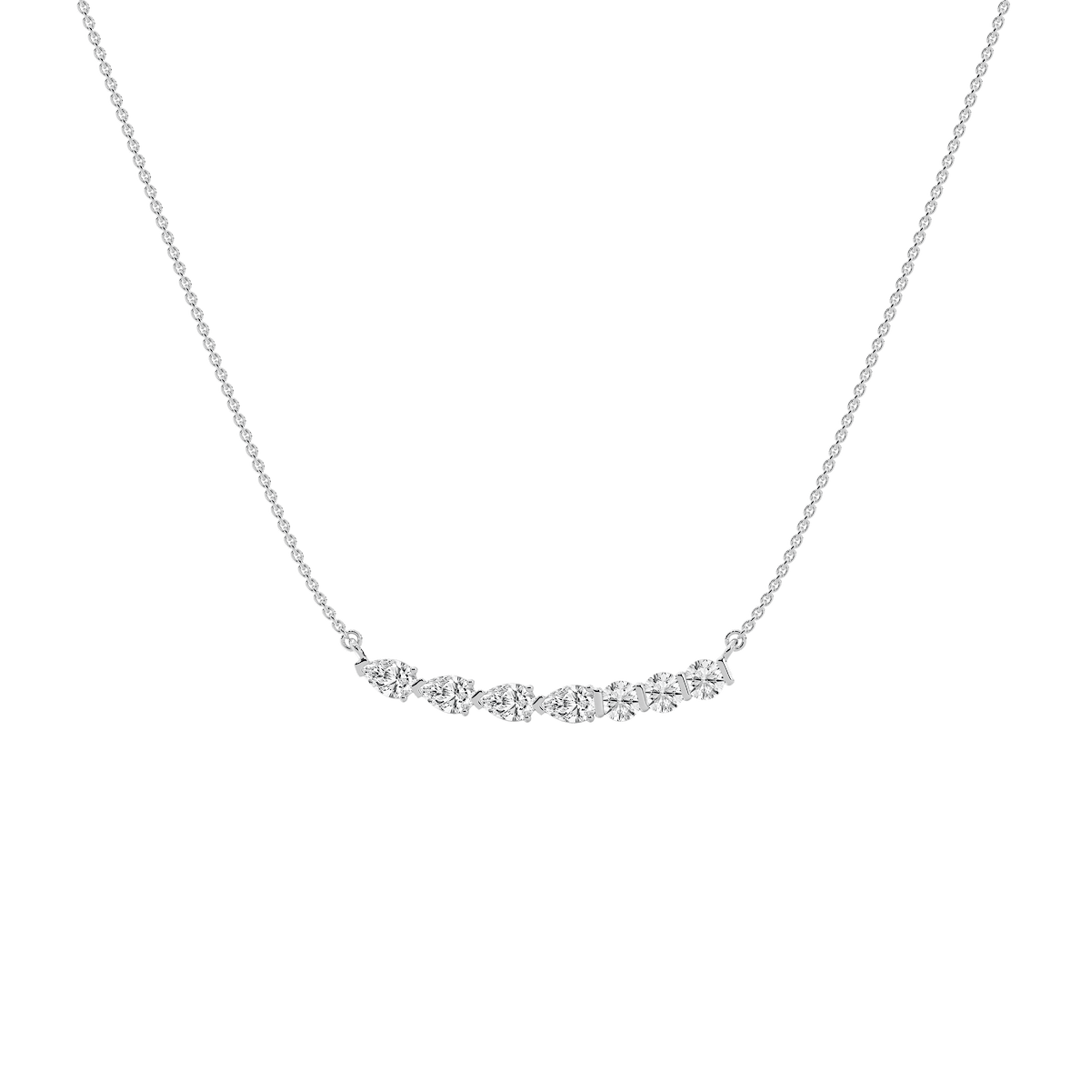 1 ctw Pear and Round Lab Grown Diamond Bar Necklace - 18 Inches