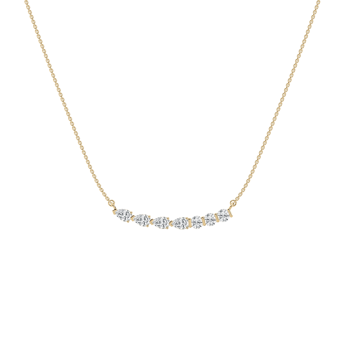 1 ctw Pear and Round Lab Grown Diamond Bar Necklace - 18 Inches