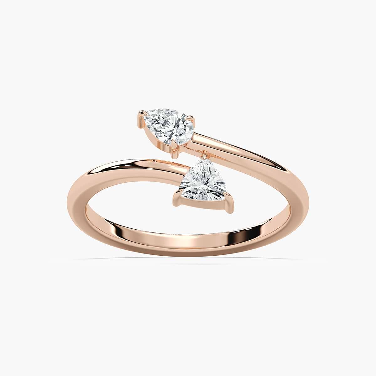 Danielle 1/3 ctw Pear and Trillion Lab Grown Diamond Two Stone Bypass Toi et Moi Engagement Ring