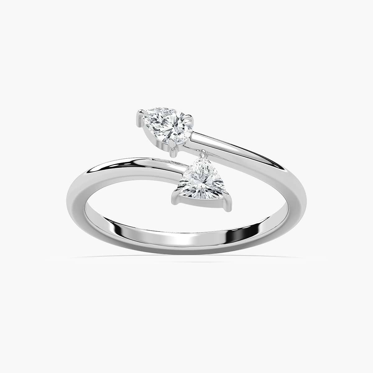 Pear and Trillion Two Stone Band with 0.30ctw Lab-Grown Diamonds