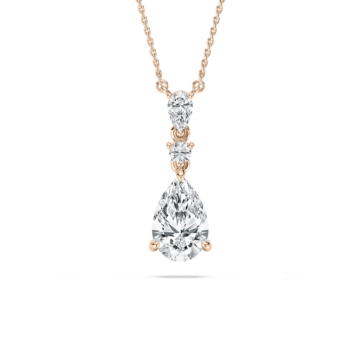 2 ¼ ctw Pear and Round Lab Grown Diamond Teardrop  Pendant - 18 Inches
