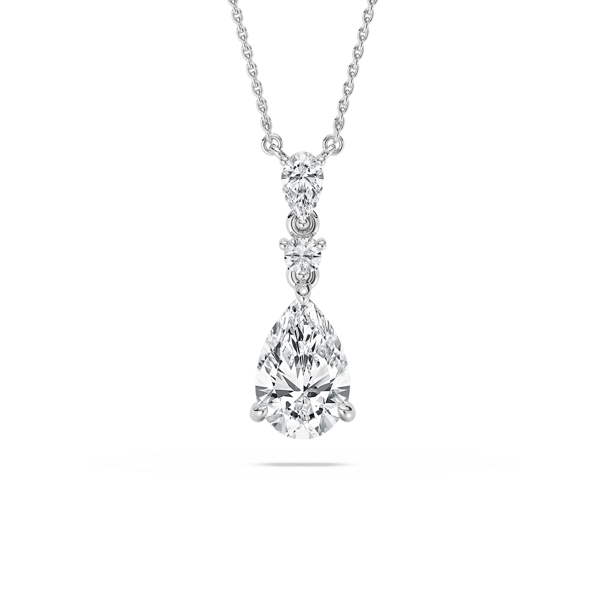 2 ¼ ctw Pear and Round Lab Grown Diamond Teardrop  Pendant - 18 Inches
