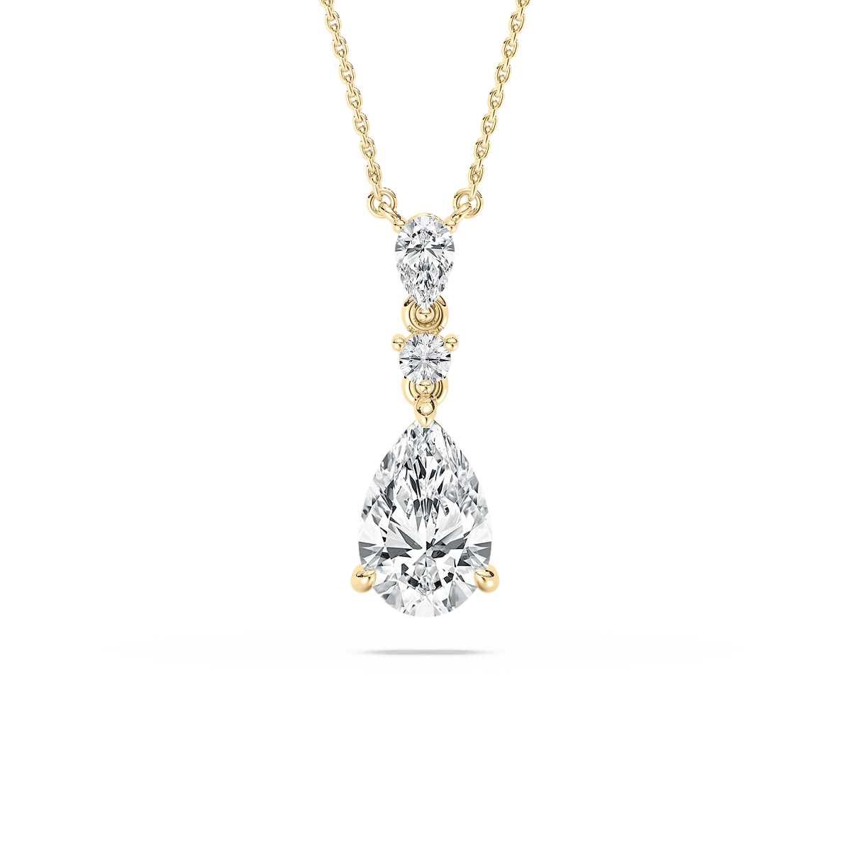 2 ¼ ctw Pear and Round Lab Grown Diamond Teardrop  Pendant - 18 Inches