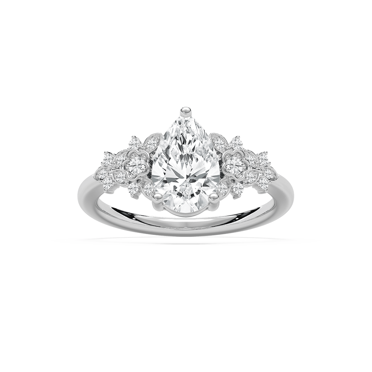 Amal 1 ²⁄₃ ctw Lab Grown Diamond Floral Side Stone Engagement Ring