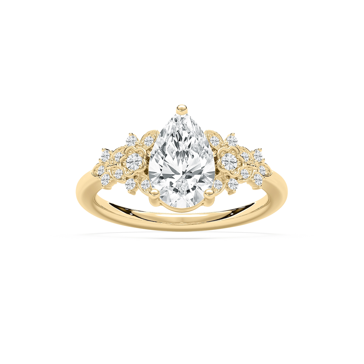 Amal 1 ²⁄₃ ctw Lab Grown Diamond Floral Side Stone Engagement Ring