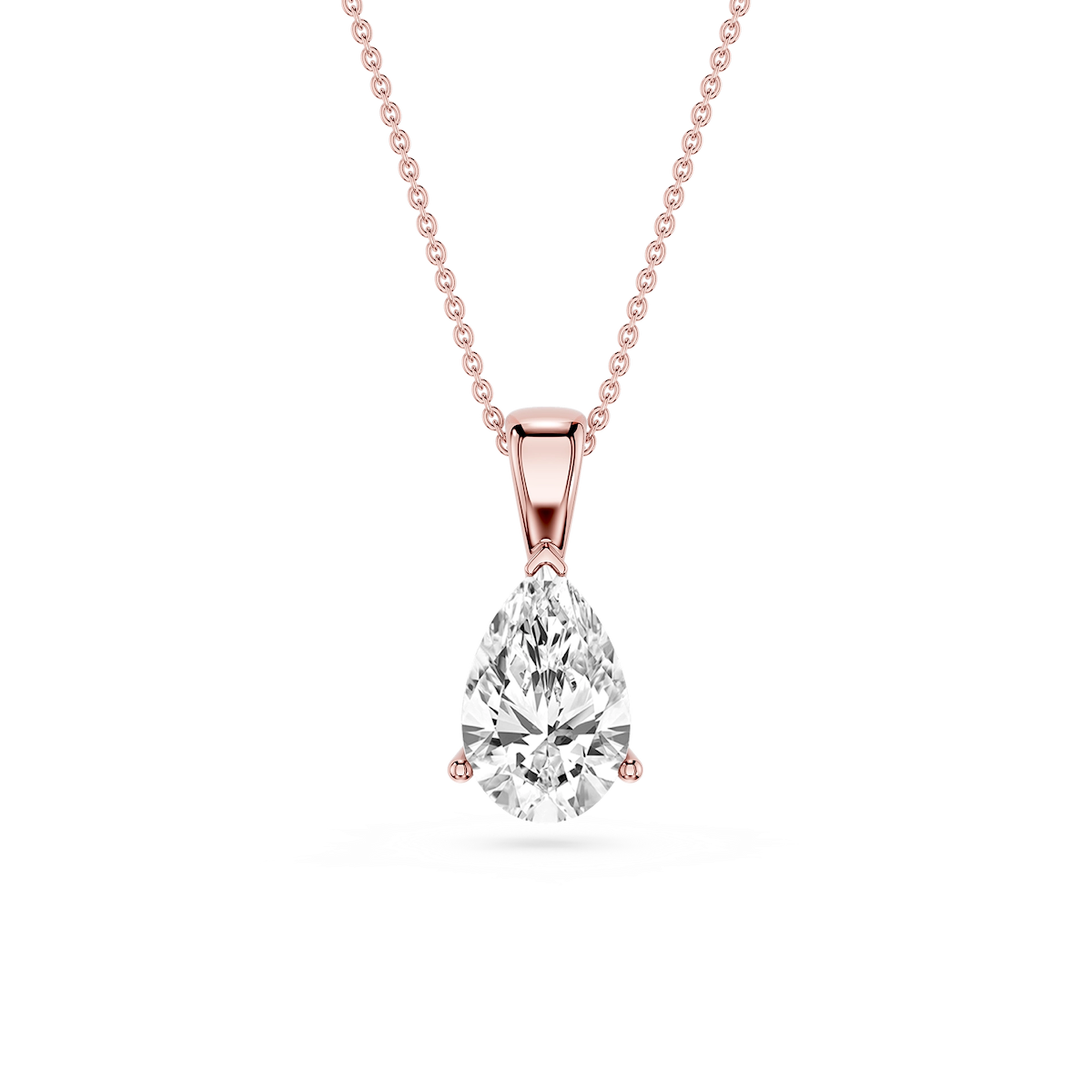 Pear Lab Grown Diamond 3 Prong Solitaire Pendant - 16 to 18 Inches