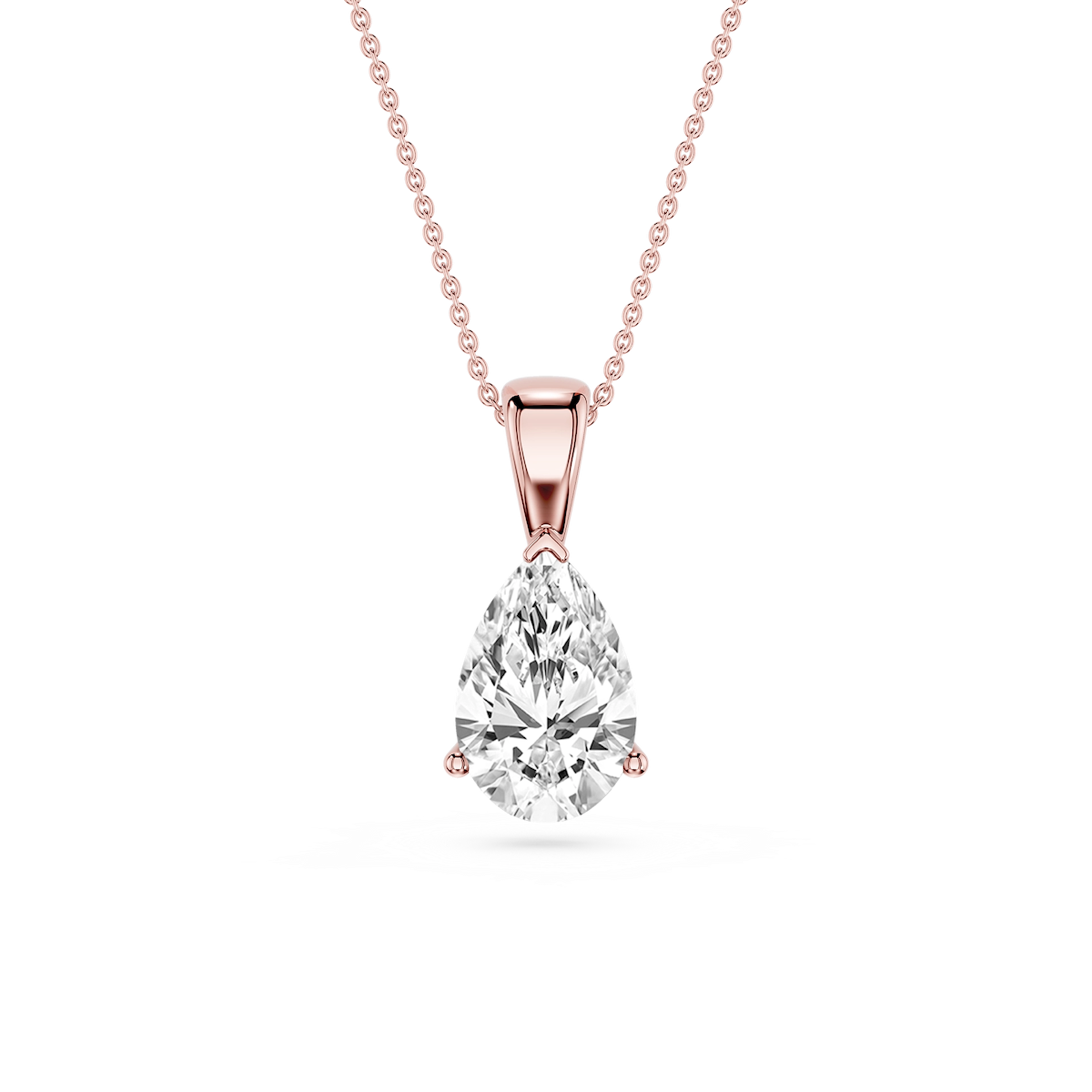Pear Lab Grown Diamond 3 Prong Solitaire Pendant - 16 to 18 Inches