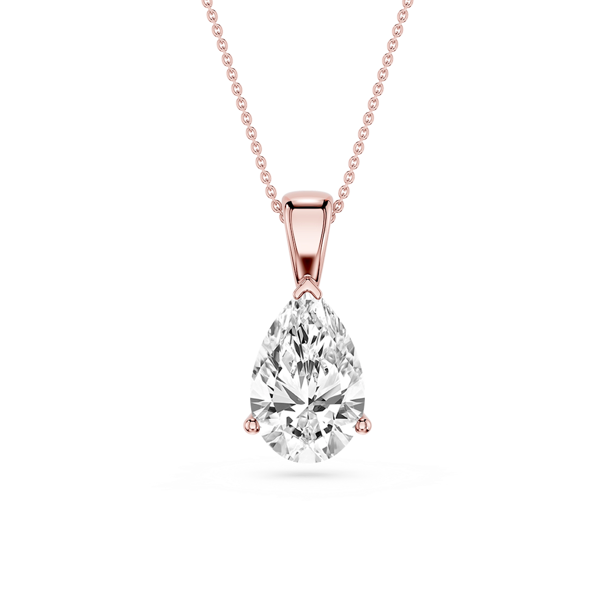 Pear Lab Grown Diamond 3 Prong Solitaire Pendant - 16 to 18 Inches